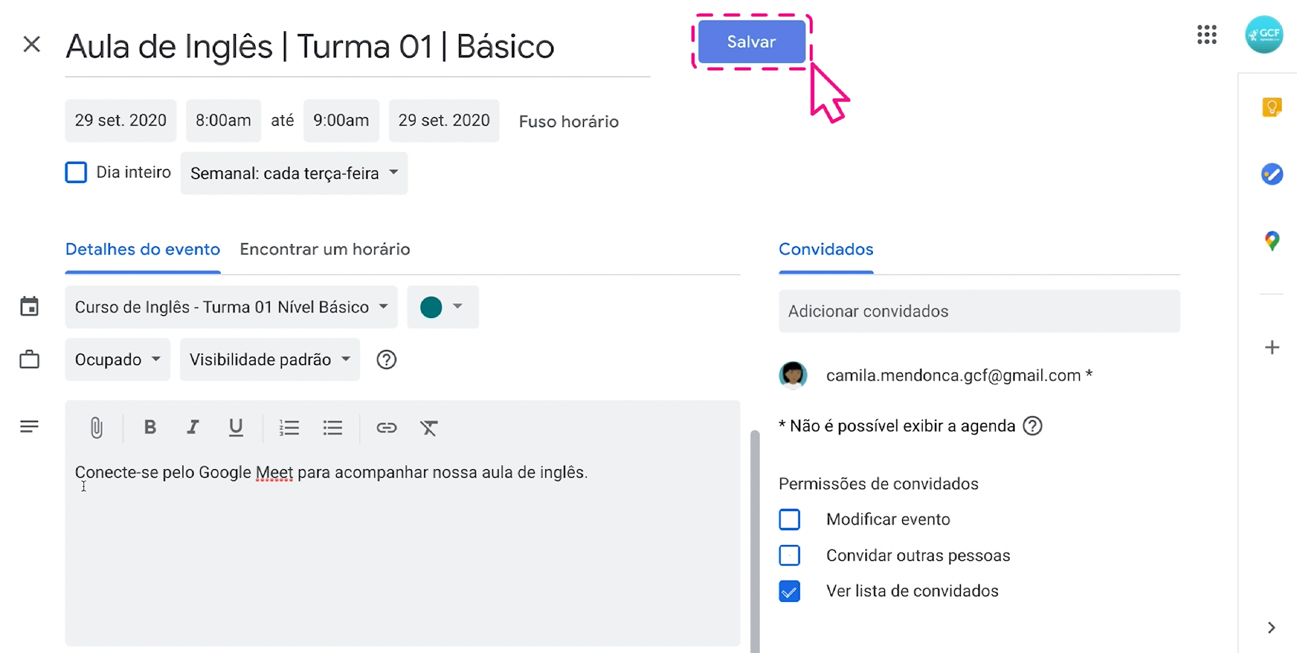 Como usar Google Meet nas aulas virtuais do Google Classroom 14